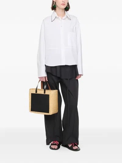 Plan C Buttoned Collar Shirt In White