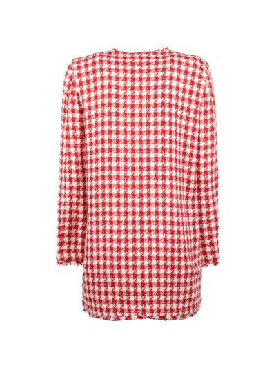 Marella Emme Check-pattern Fringed-edges Jacket In Red
