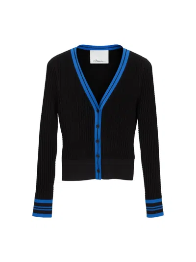 3.1 Phillip Lim Textured Rib Cardigan In Black