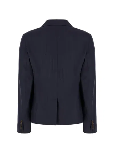 Max Mara Pinstripe Button Blazer In Blue