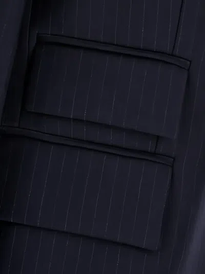 Max Mara Pinstripe Button Blazer In Blue