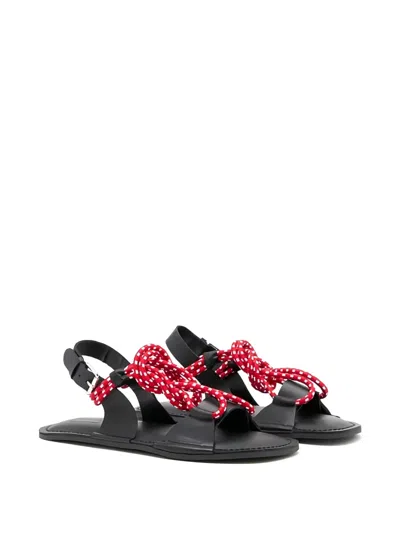 Plan C Black Cord Sandals In Multi