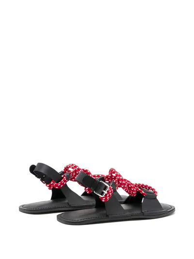 Plan C Black Cord Sandals In Multi