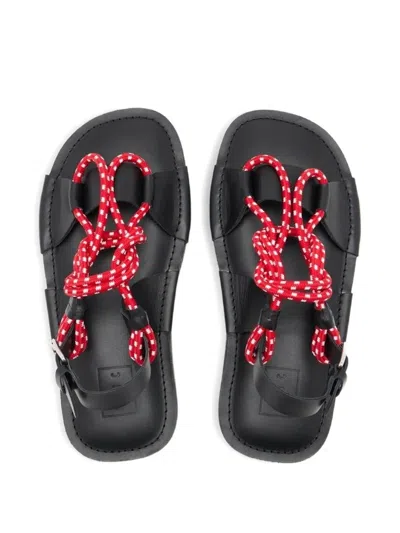 Plan C Black Cord Sandals In Multi