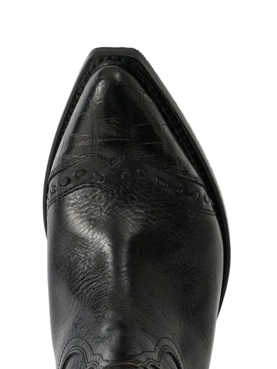 Our Legacy Leather Western Boots Pointed Toe Pull Tabs In Black