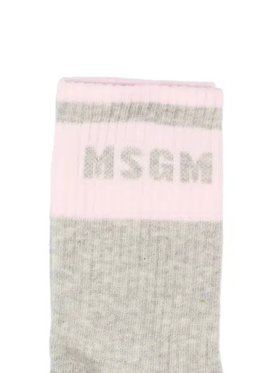Msgm Logo Socks In Gray