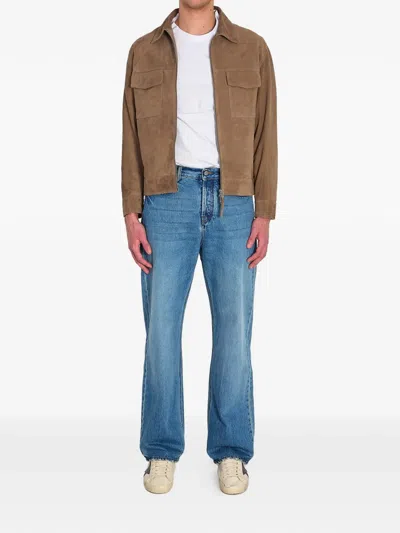 Arma Flap-pocket Kale Suede Jacket In Brown