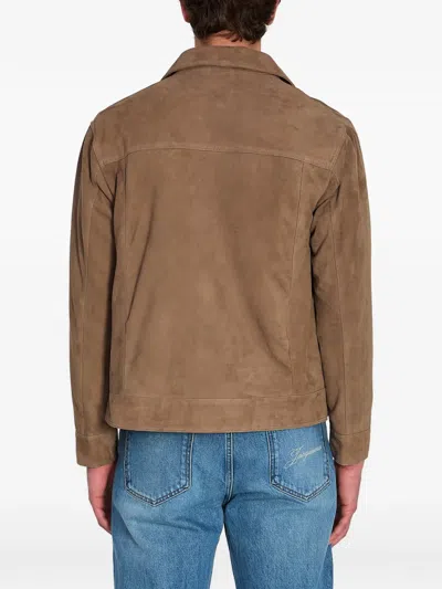 Arma Flap-pocket Kale Suede Jacket In Brown