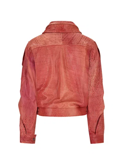 Alessandra Rich Belted Leather Jacket In Multi