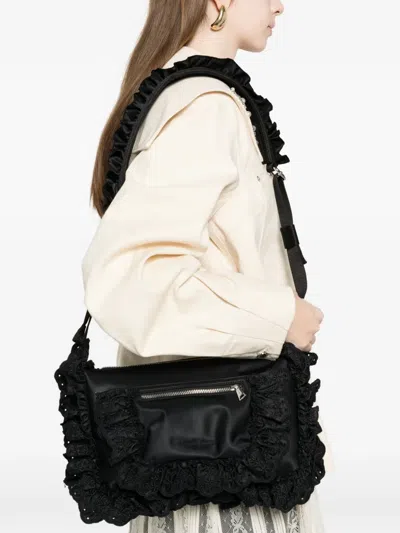 Simone Rocha Pillowcase Broderie Anglaise-trimmed Shell Shoulder Bag In Black