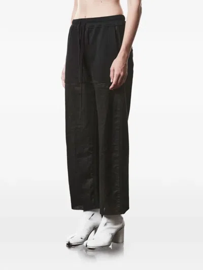Thom Krom Drawstring Patch Cotton Trousers In Black