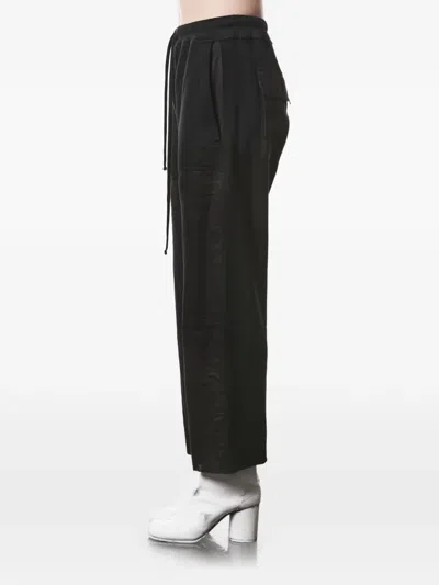 Thom Krom Drawstring Patch Cotton Trousers In Black