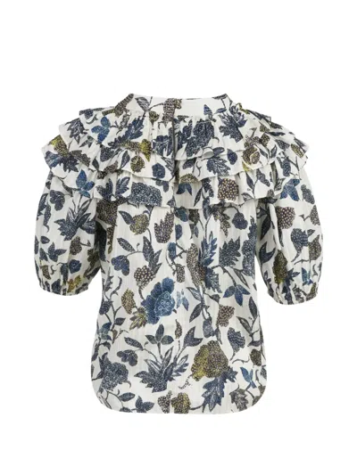 Ulla Johnson Ruffled Floral Blouse In Multi