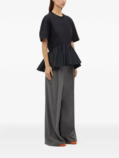 Msgm Ruffled T-shirt In Black