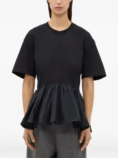 Msgm Ruffled T-shirt In Black