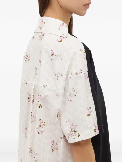 Msgm Floral Panel T-shirt Mini Dress In Black