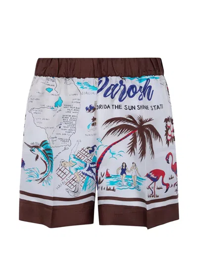 P.a.r.o.s.h Printed Elasticated Short In White