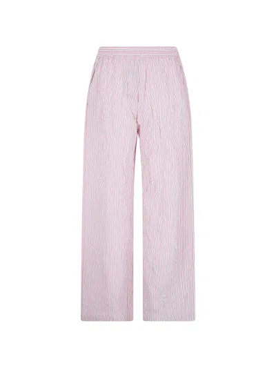Nuur Striped Trousers With Elastic In Pink