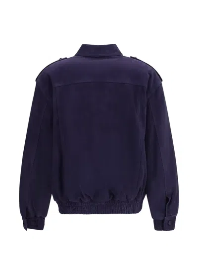 Blazé Milano Womens Nuit Charlie Oversized Suede Bomber Jacket In Purple
