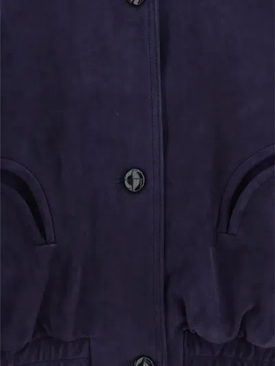 Blazé Milano Womens Nuit Charlie Oversized Suede Bomber Jacket In Purple