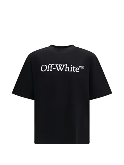 Off-white Black Oversized T-shirt With Contrasting Logo Lettering Print In Cotton Man
