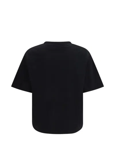 Off-white Black Oversized T-shirt With Contrasting Logo Lettering Print In Cotton Man