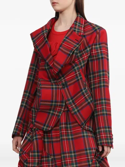 Comme Des Garçons Tartan-pattern Wool Blazer In Multi