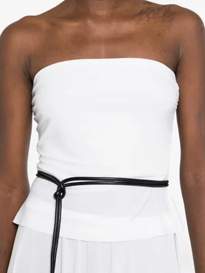 Norma Kamali White Solid Strapless Top In White