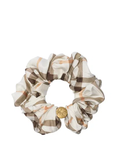 Burberry Silk Scrunchie With Check In Multi