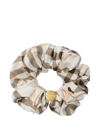 Burberry Silk Scrunchie With Check In Multi