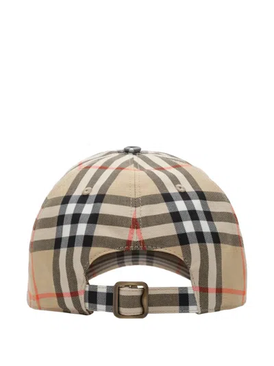 Burberry Cotton Cap Curved Brim Check Pattern In Multi