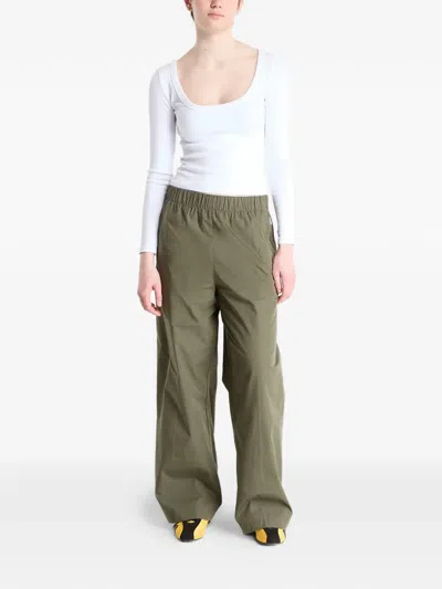 Calvin Klein Poplin Ewaist Pull O Elasticated Trousers In Green