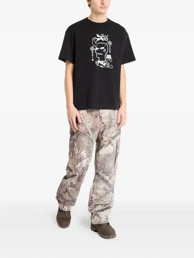 Brain Dead Earth Works Printed T-shirt In Black