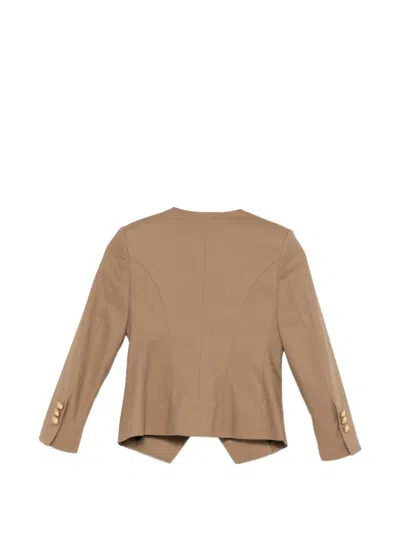 Balmain Buttoned Blazer In Brown
