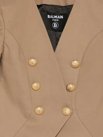 Balmain Buttoned Blazer In Brown
