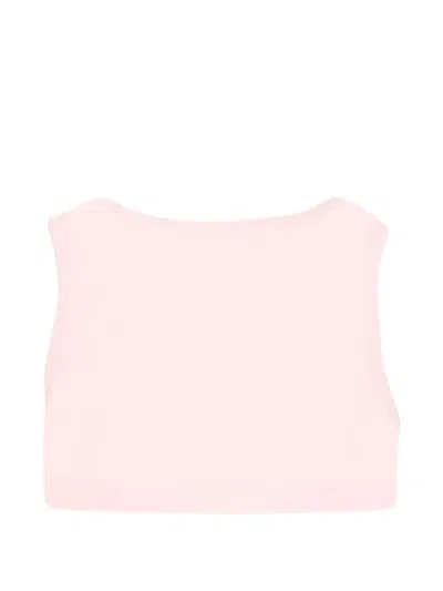 Msgm Sleeveless Logo T-shirt In Pink