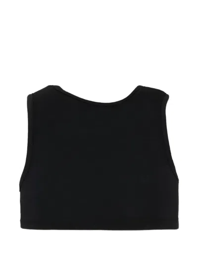 Msgm Logo Crop Sleevless T-shirt In Black