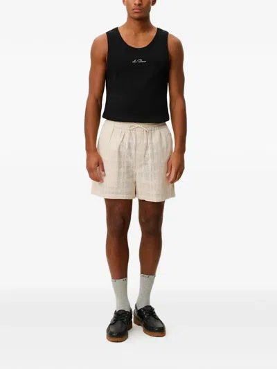 Les Deux Drawstring Open-work Deck Shorts In Neutral