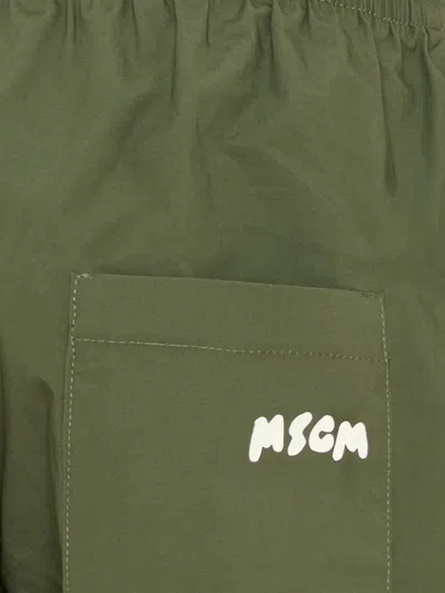 Msgm Drawstring Pocket Trousers In Green