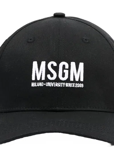 Msgm Embroidered-logo Cap In Black
