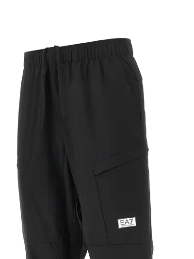 Ea7 Drawstring Track Pants In Black