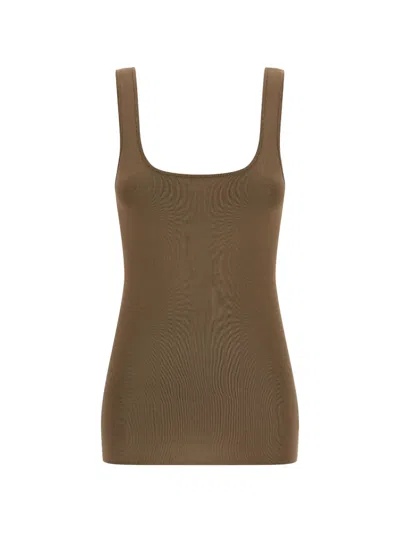 Entire Studios Ribbed Scoop Neck Sleeveless Lounge Top In Brown
