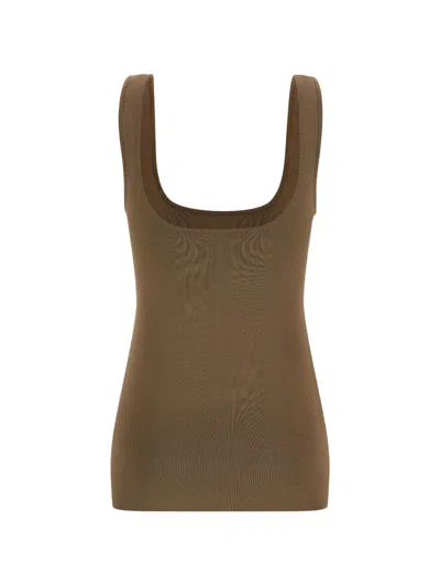 Entire Studios Ribbed Scoop Neck Sleeveless Lounge Top In Brown