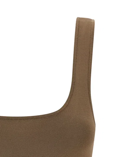 Entire Studios Ribbed Scoop Neck Sleeveless Lounge Top In Brown
