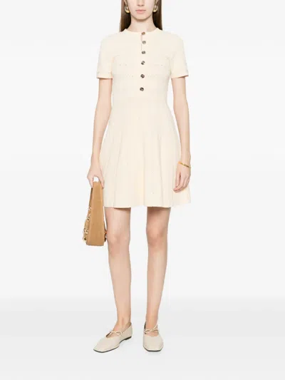 Sandro Button Knitted Mini Dress In Neutral
