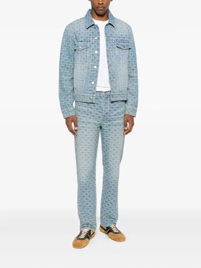 Sandro Square-pattern Jeans In Blue