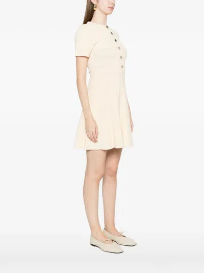 Sandro Button Knitted Mini Dress In Neutral