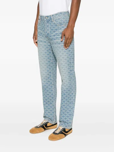 Sandro Square-pattern Jeans In Blue