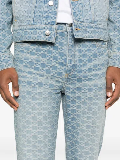 Sandro Square-pattern Jeans In Blue