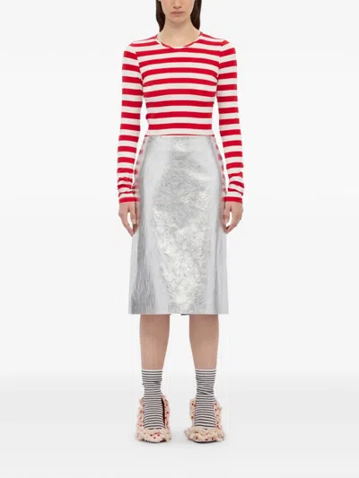 Msgm Textured Skirt In Multi